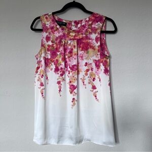 Jones New York Collection Sleeveless Top Floral Pink and White Size 6